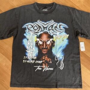 Dennis Rodman Shirt Mens Medium Black Short Sleeve Basketball Oversized Tee